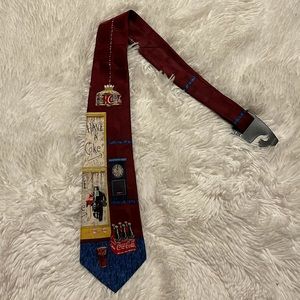 Vintage Coca-Cola Men's Polyester Retro Printed Formal Neck Tie